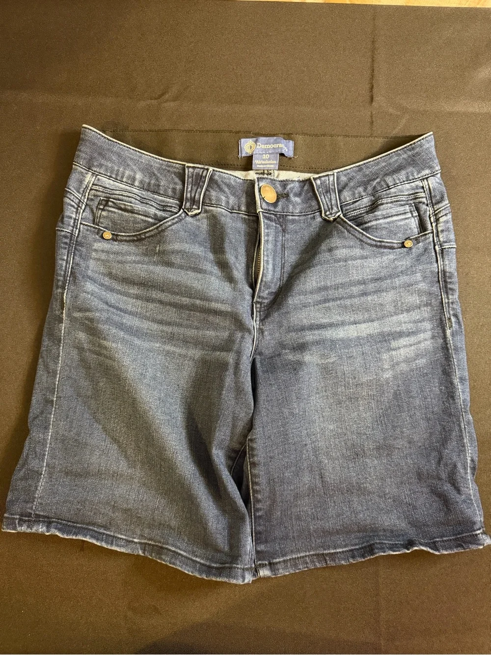 Democracy Ab Solution Denim Bermuda Shorts Women’s 10 Dark Wash Stretch